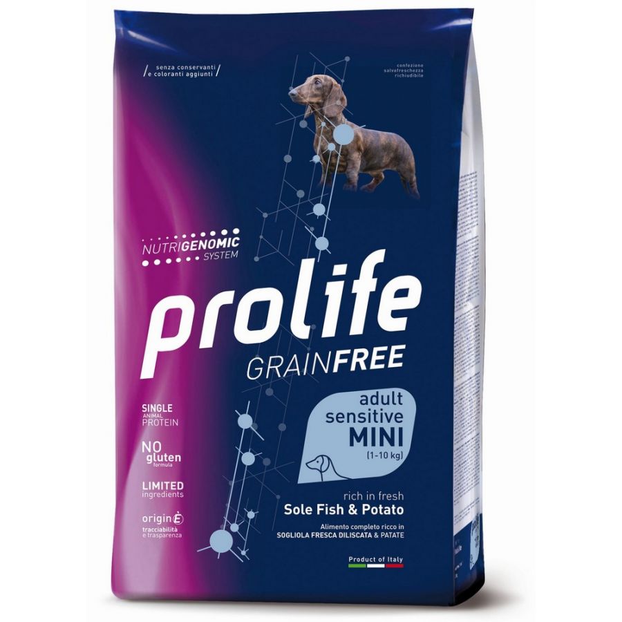 Prolife Grain Free Mini Adult Sensitive Sogliola e Patate 7kg Crocchette Cane