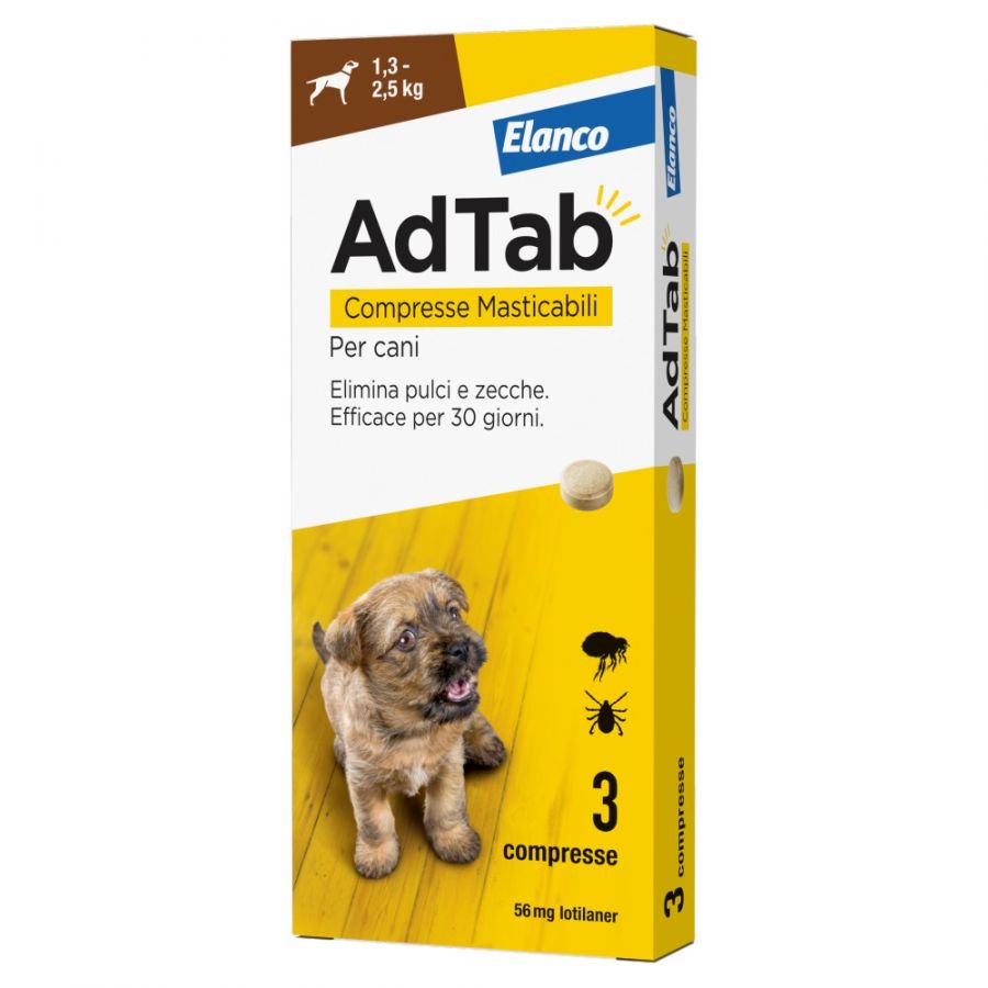 AdTab Compresse Masticabili 56mg per Cane - 3 Compresse Marrone