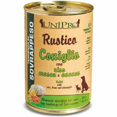Unipro Rustico Coniglio con Riso Crusca e Ananas 400g - Cibo Umido per Cani
