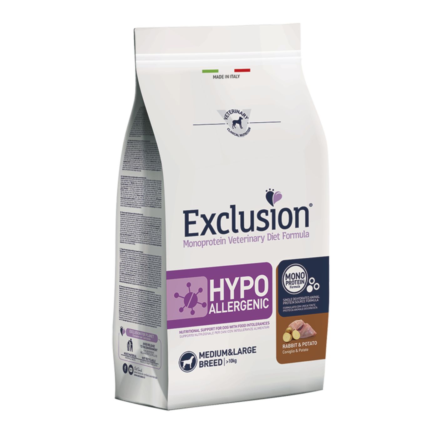 Exclusion Diet Hypoallergenic Medium Large Coniglio e Patate Monoproteico per Cani 2Kg