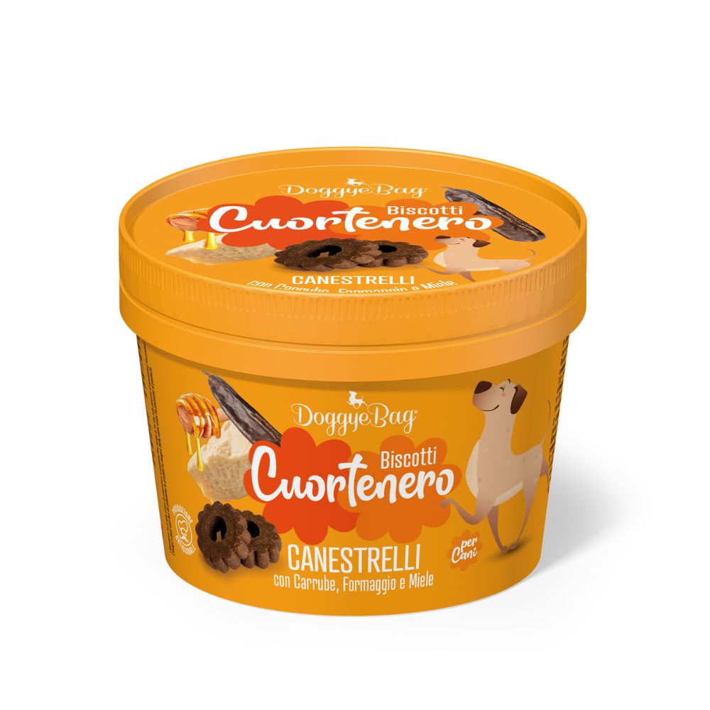 Biscotti per Cane - DoggyeBag Cuortenero Canestrelli Carrube Formaggio e Miele 150g