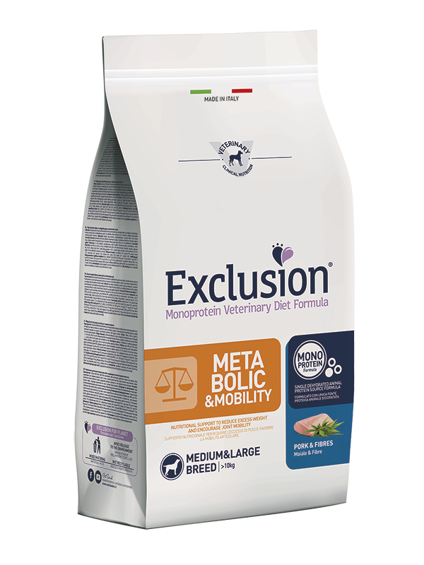 Exclusion Metabolic&Mobility Medium Large 12kg Crocchette Monoproteiche