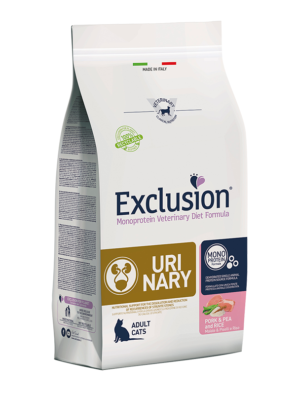Exclusion Urinary Maiale Piselli e Riso 300g - Crocchette per Gatti
