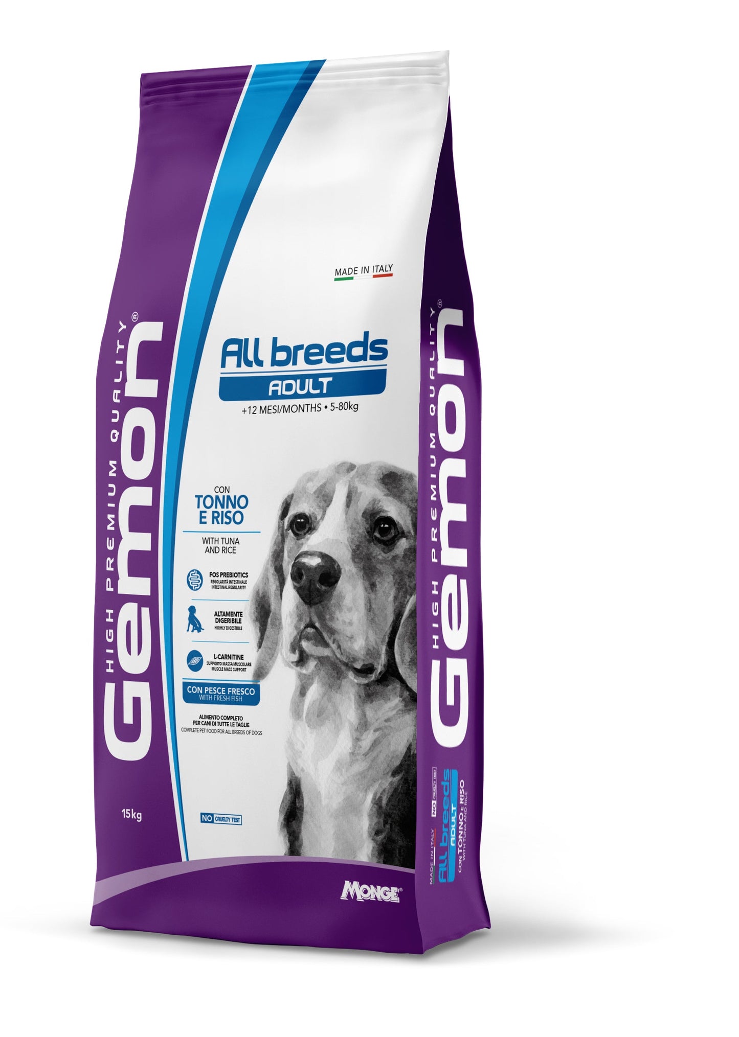 Gemon All Breeds Adult con Tonno e Riso 15kg - Crocchette per Cani