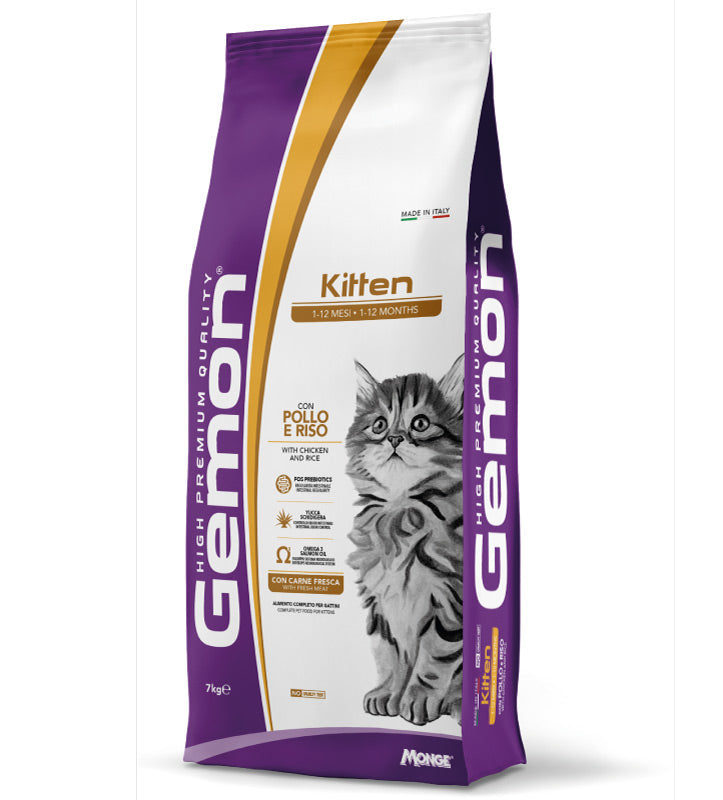 Gemon Kitten Pollo e Riso 7kg Crocchette per Gatti