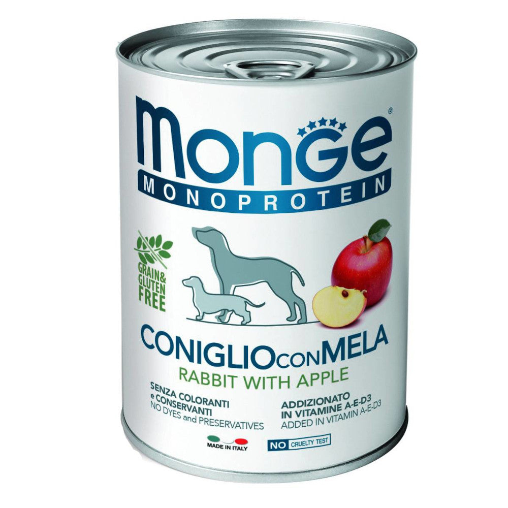 Monge Monoprotein Coniglio con Mela 400gr Alimento umido per Cani