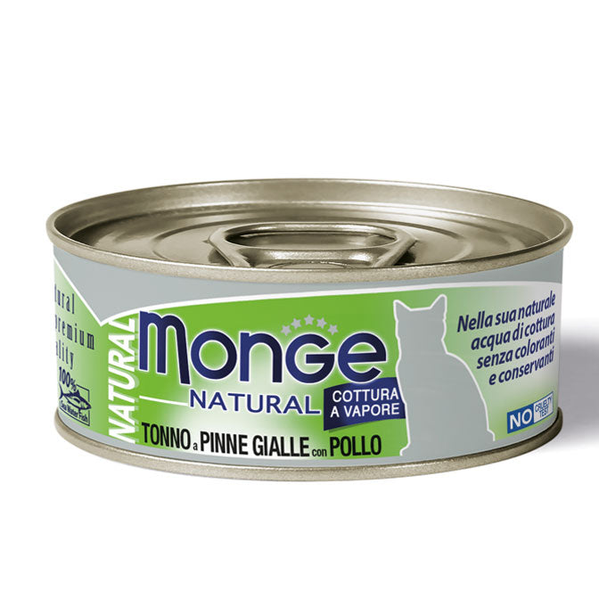 Monge Natural Tonno del Pacifico con Pollo 80gr Alimento umido per Gatti