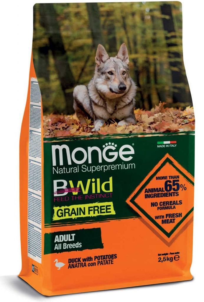 Monge BWild Grain Free Adult Anatra e Patate 2,5kg - Crocchette Cane