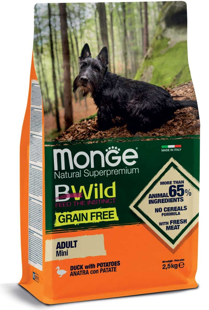 Monge BWild Grain Free Adult Mini Anatra con Patate 2,5kg - Cane