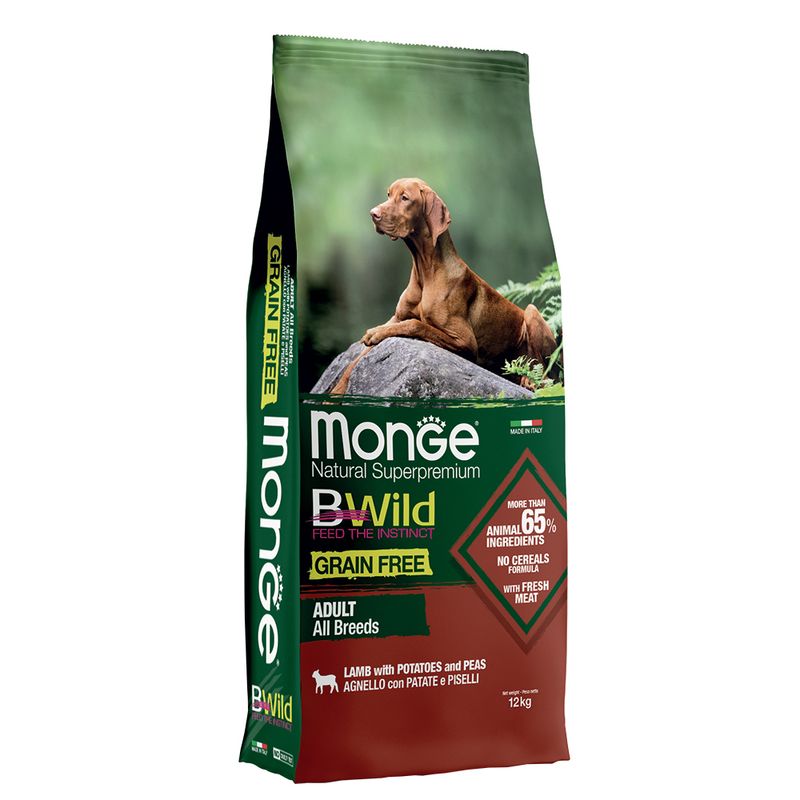 Monge BWild Grain Free Agnello Patate e Piselli 12kg