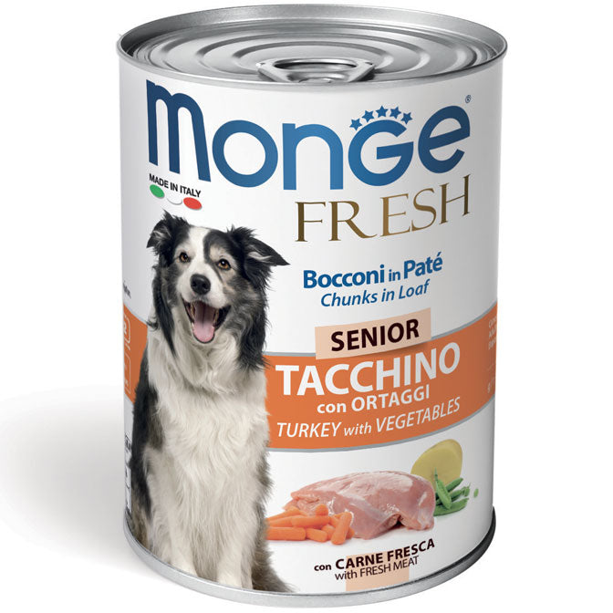Monge Fresh Bocconi in Paté Senior Tacchino con Ortaggi 400g - Cane