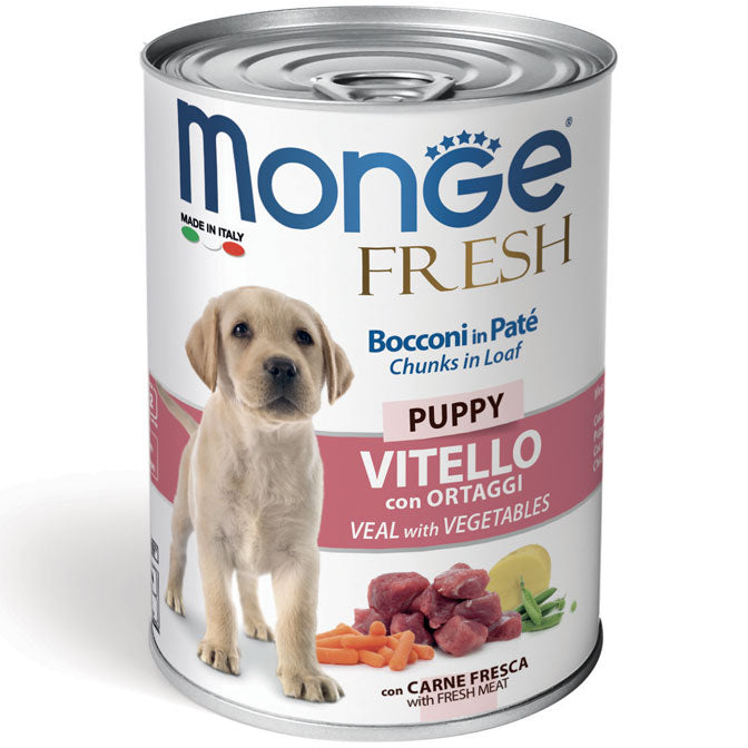 Monge Fresh Bocconi in Paté Puppy Vitello e Ortaggi 400g - Cane