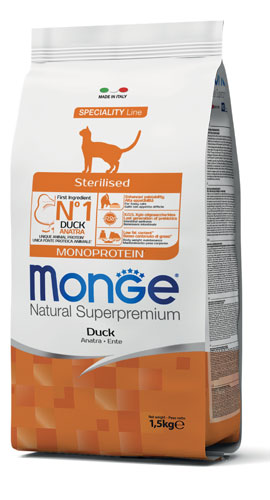 Monge Natural Superpremium - Anatra 1,5 kg - Per Gatti Sterilizzati