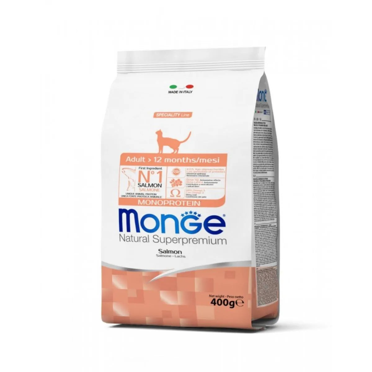 Monge Natural Superpremium Adult Salmone 400g Crocchette per Gatti
