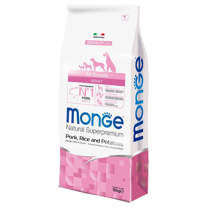 Monge Natural Superpremium Adult Maiale Riso e Patate 12kg - Crocchette Cane