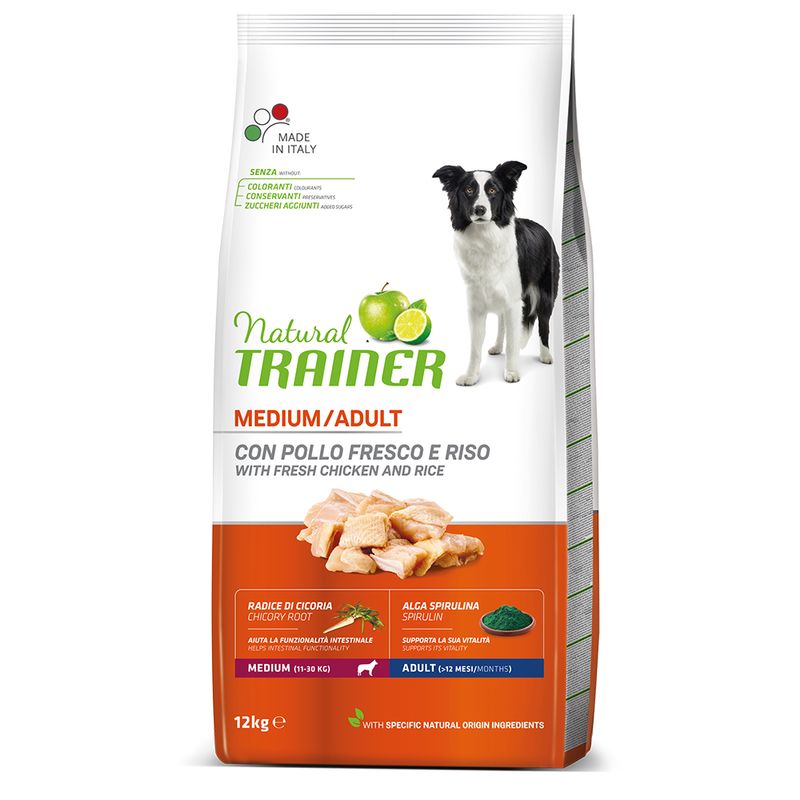 Natural Trainer Medium Adult con Pollo Fresco e Riso 12kg