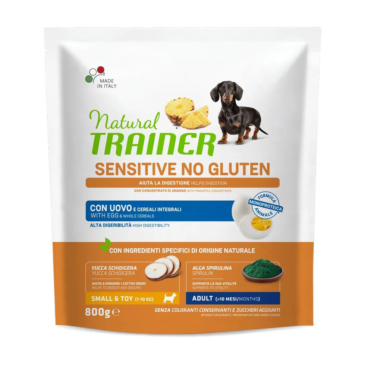 Natural Trainer Sensitive No Gluten Adult Small&Toy con Uovo 800g - Crocchette Cani