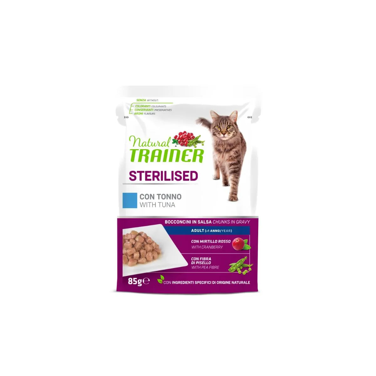 Natural Trainer Sterilised con Tonno 85g - Cibo Umido per Gatti Sterilizzati