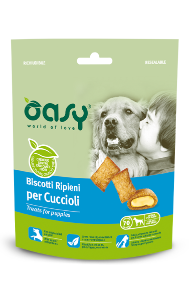 Oasy Biscotti Ripieni per Cuccioli al Pollo 70g - Snack Nutrienti per la Crescita