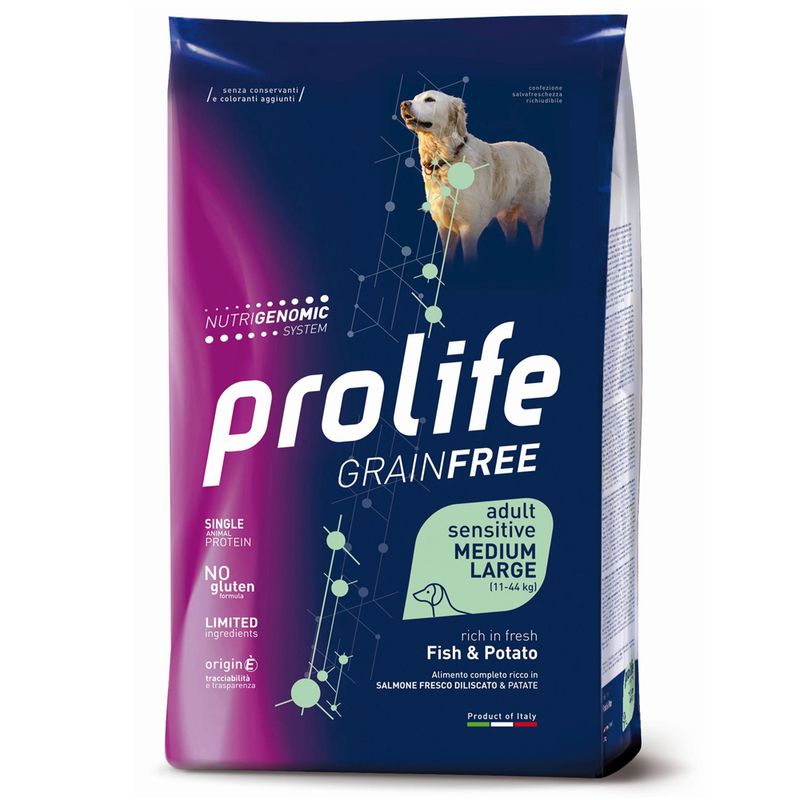 Prolife Grain Free Adult Sensitive Medium/Large Pesce e Patate 10kg