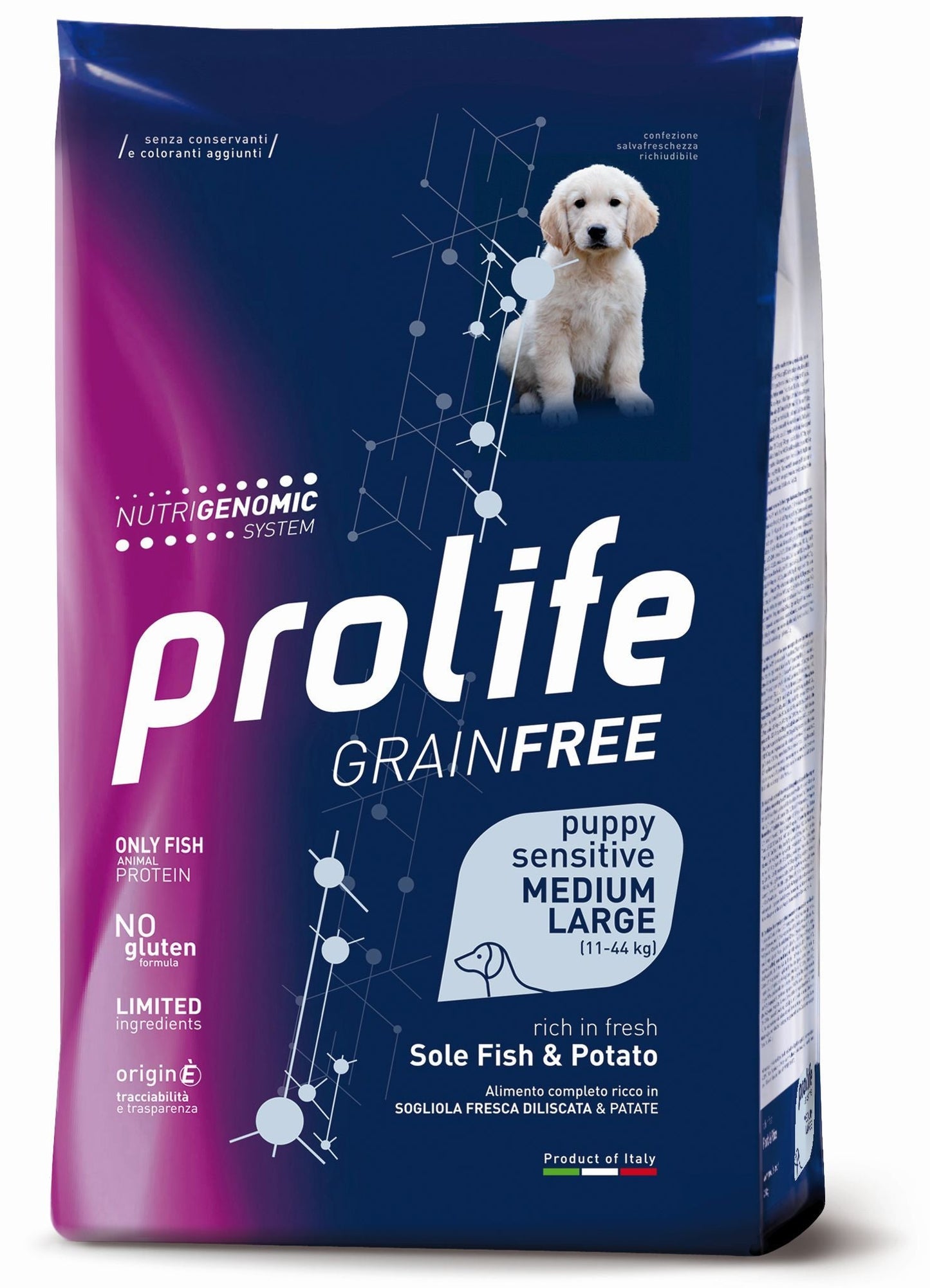 Prolife Grain Free Puppy Sensitive Medium/Large Sogliola e Patate 10kg