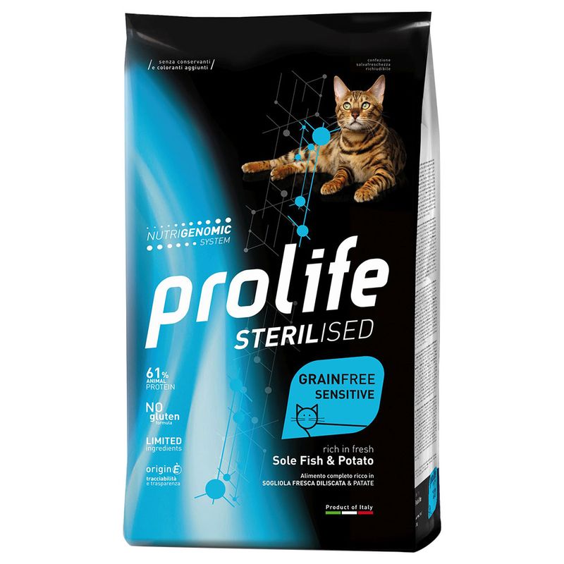 Prolife Sterilised Sogliola e Patate 7kg Crocchette per Gatti Grain Free