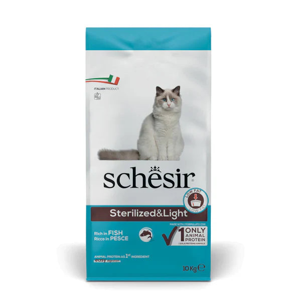 Schesir Sterilised&Light Ricco in Pesce 10kg - Crocchette per Gatti