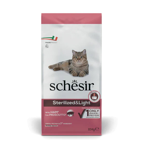 Schesir Sterilised&Light con Prosciutto 10kg - Crocchette per Gatti