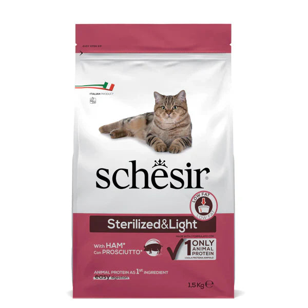 Schesir Sterilized&Light con Prosciutto 1,5kg Crocchette Gatti Sterilizzati