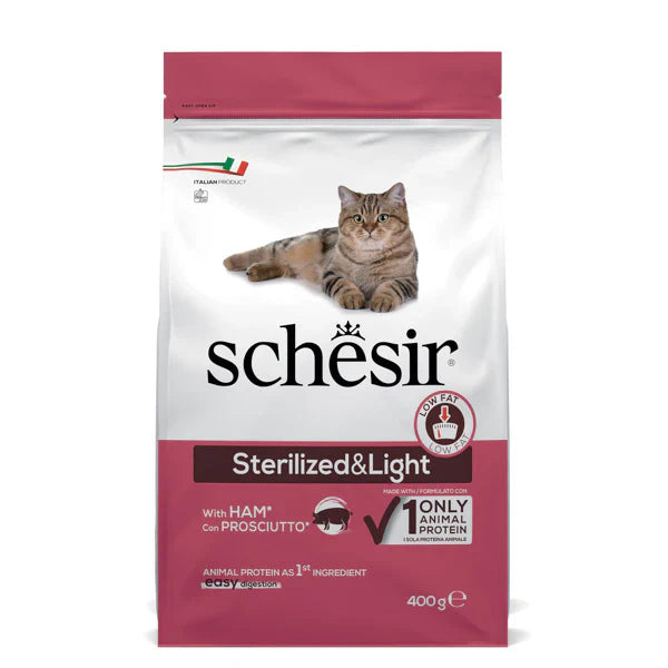 Schesir Sterilized&Light con Prosciutto 400g Crocchette Gatti Sterilizzati