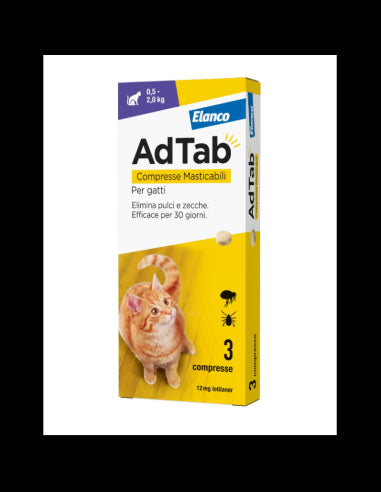 AdTab Compresse Masticabili 12mg per Gatto - 3 Compresse Viola