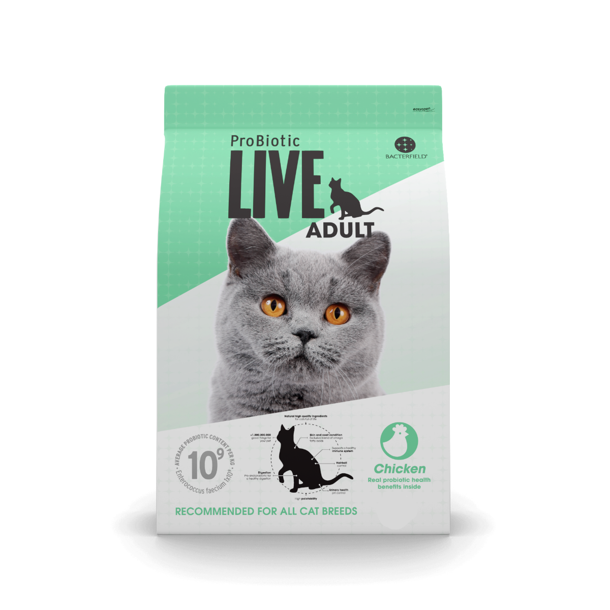 Live Cat ProBiotic Adult Chicken 2kg Crocchette per Gatto