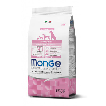 Monge Natural Superpremium Puppy Junior All Breeds Maiale, Riso e Patate 2,5Kg