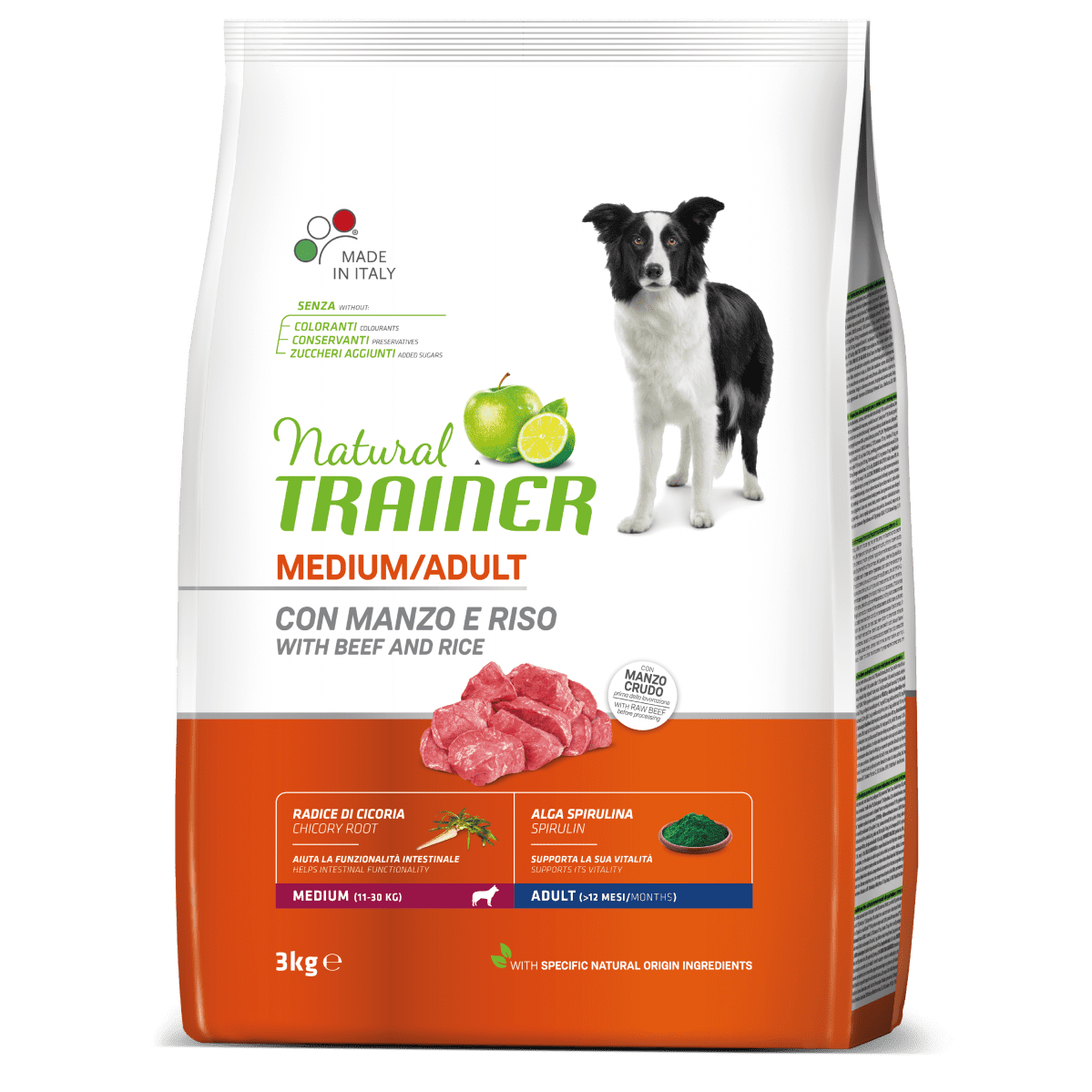 Natural Trainer Adult Medium con Manzo 3kg - Cibo per Cani