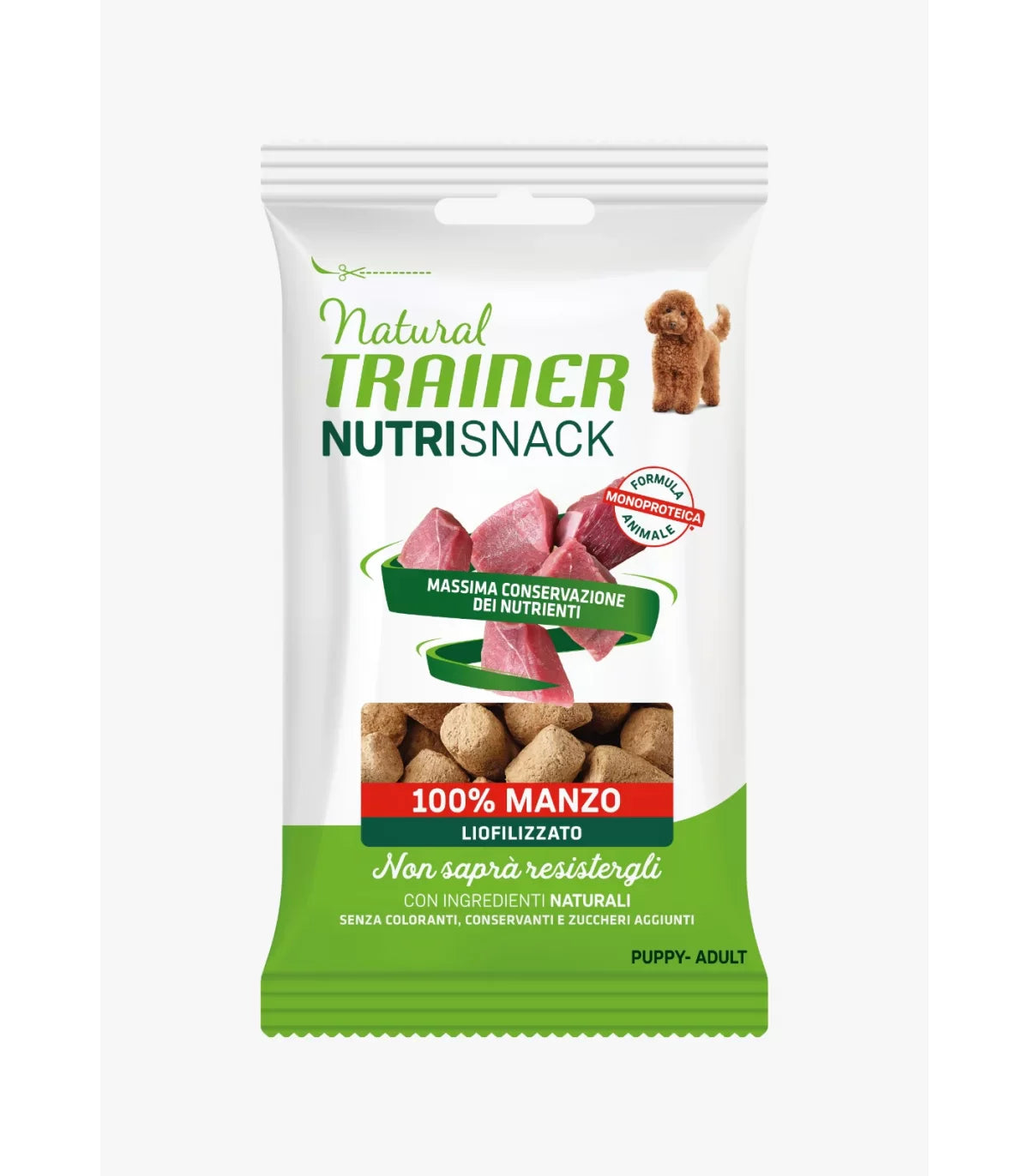 NATURAL TRAINER DOG Nutri Snack 100% Manzo 20g - Snack per Cani Liofilizzato