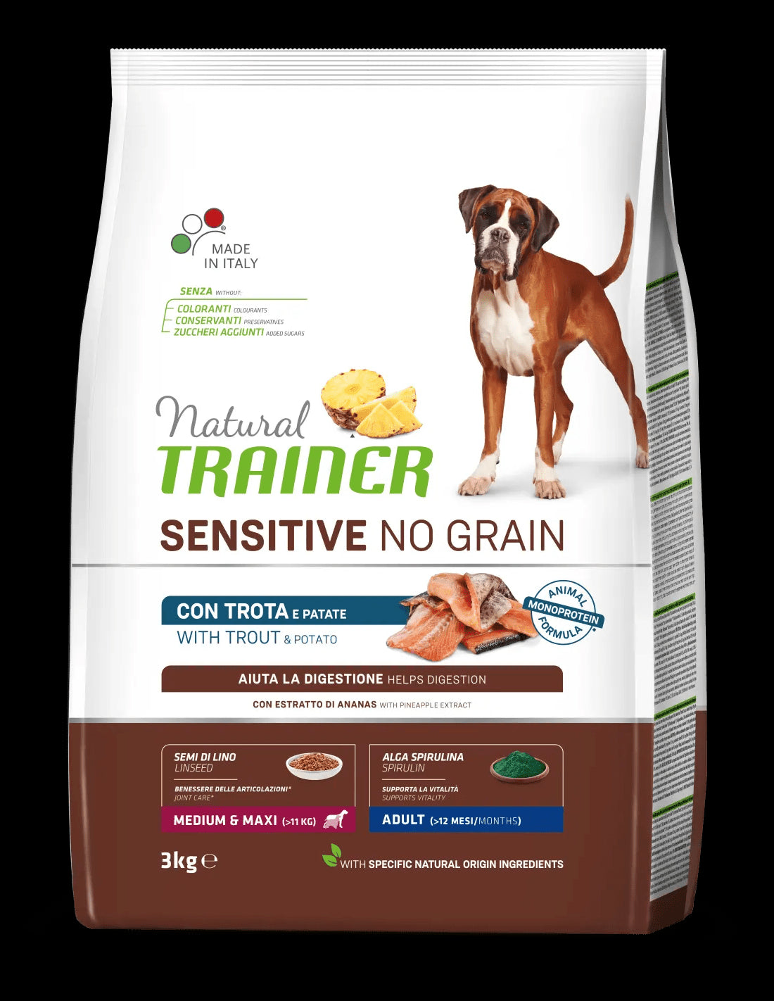 Natural Trainer Sensitive No Grain Trota e Patate 3 kg