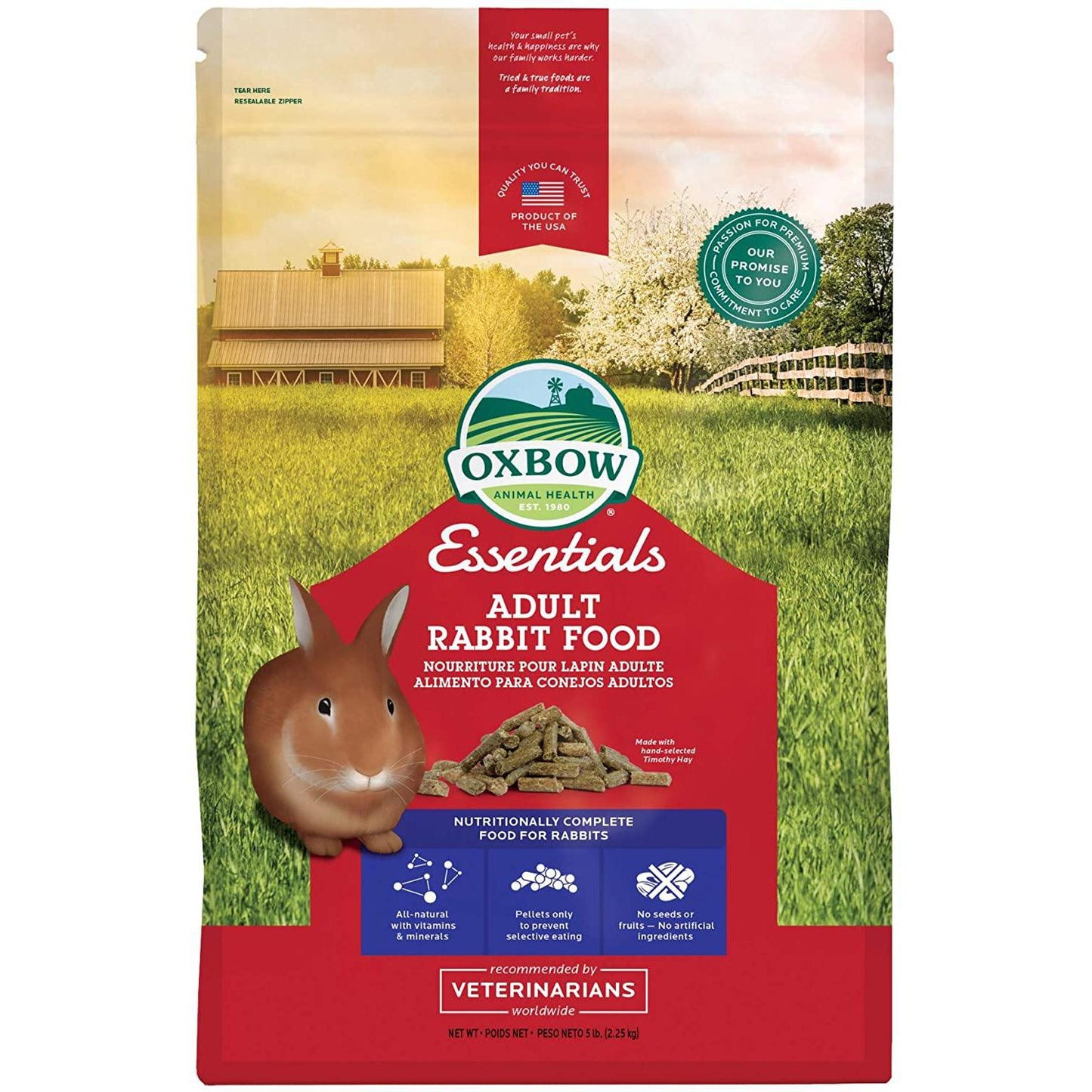 Oxbow Adult Rabbit Food 2,27 Kg Alimento per Conigli