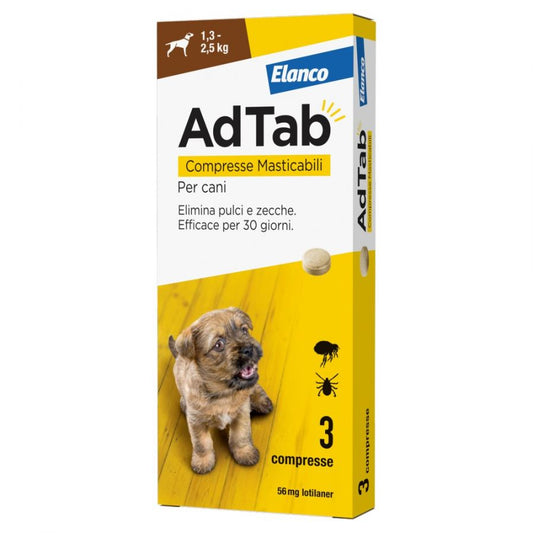 AdTab Compresse Masticabili 56mg per Cane - 3 Compresse Marrone