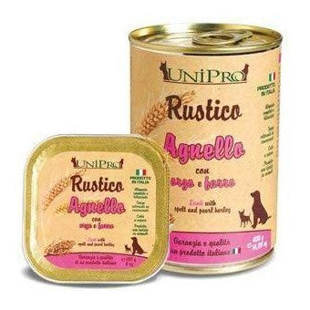 Unipro Rustico Agnello con Orzo e Farro 400 - Cibo Umido per Cani