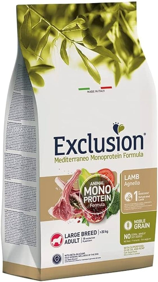 Exclusion Cane Mediterraneo Adult Large Agnello 12 kg