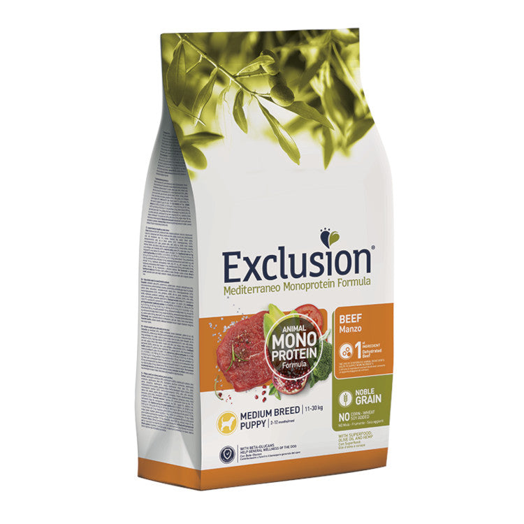 Exclusion Mediterraneo Puppy Medium Manzo 3kg