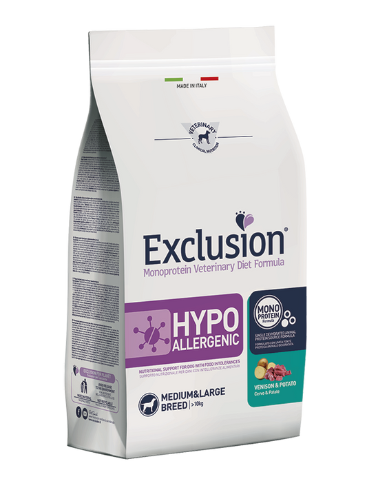 Exclusion Hypoallergenic Medium/Large Breed Cervo e Patate 2Kg - Crocchette per Cani