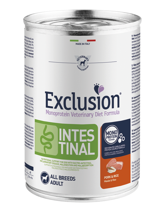 Exclusion Intestinal Pork & Rice 400g - Alimento umido per Cani