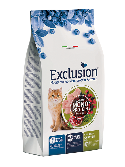 Exclusion Mediterraneo Noble Grain Sterilizzato al Pollo - 1,5kg