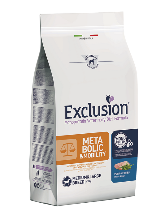 Exclusion Metabolic&Mobility Medium Large 12kg Crocchette Monoproteiche