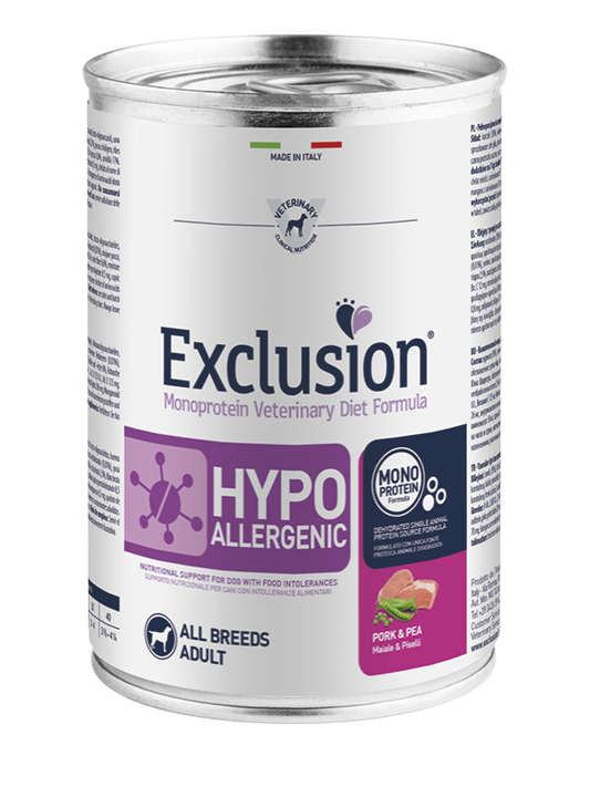 Exclusion Monoprotein Vet Diet Hypoallergenic Maiale & Piselli 400g