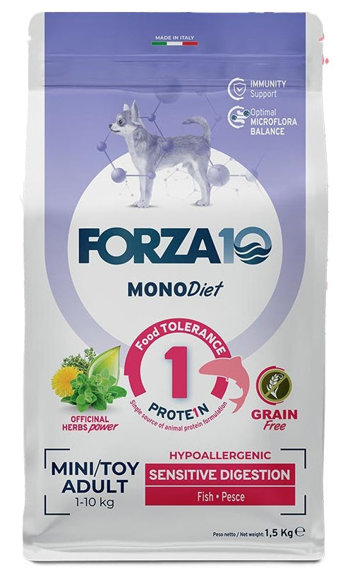 Forza10 MonoDiet Mini/Toy Hypoallergenic Digestion Pesce 1,5kg