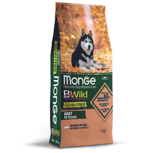 Monge Bwild Grain Free Adult Salmone con Piselli - 12 Kg