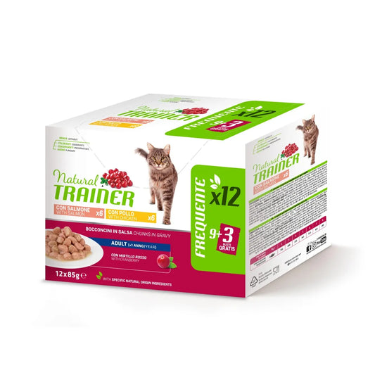 Natural Trainer Adult con Pollo e Salmone 12x85g Umido per Gatti