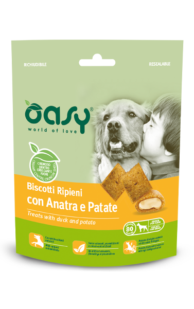 Oasy Biscotti Ripieni con Anatra e Patate - Snack per Cani